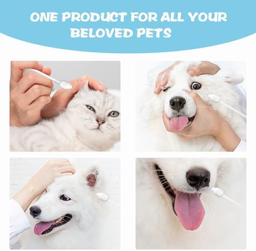 Dog ear cleaner, Dog ear infection treatment,Gourd-shaped cotton swabs designed specifically for cats and dogs, Reducing the risk of injuring the ear canal, for a safer and more reassuring use.