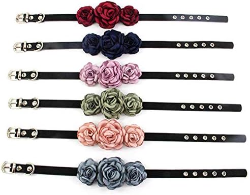 Valentines Flower Dog Cat Collar - Suede Puppy Wedding Collar for Kitten Small Dogs - Chihuahua Yorkie Clothes Accessories Costume Outfits, Adjustable Buckle (Salmon Pink, Size S)