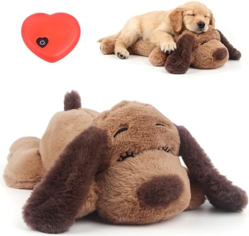 BEVERLYSHARK Heartbeat Puppy Toy Dog Anxiety Relief Calming Aid Heartbeat Stuffed Animals Pet Comfort Cuddle Sleep Aid Puppy Behavioral Training Aid Toy for Dog Cat