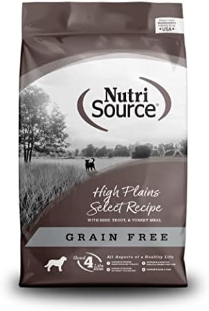 NutriSource Grain Free High Plains Select Dog Food, Multi-Protein, 26lb