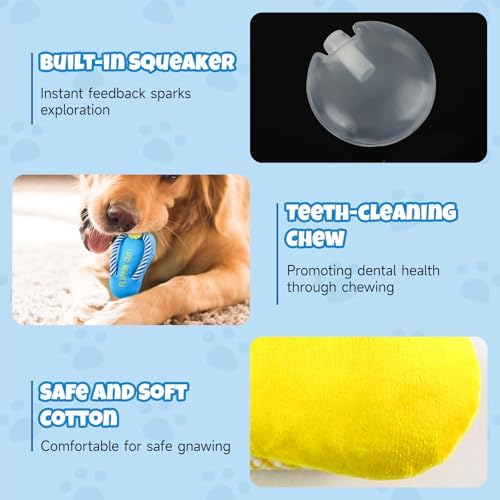 Andiker Dog Squeaky Toy, Plush Dog Chew Toys with a Squeaker, Slipper Shaped Interactive Dogs Toys for Small Medium Dogs Playing Chewing Teething Training (Pink)