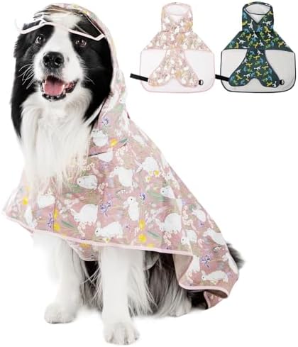 Dog Raincoat,Dog Rain Jacket Poncho with Hood and Leash Hole(Rabbit,4XL)