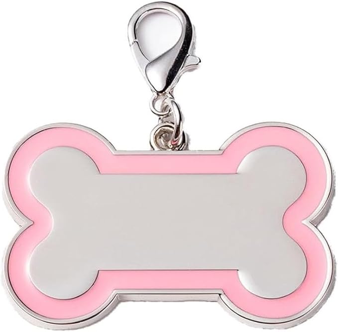 Personalized Dog ID Tags - tag for Dog Collar, pet ID tag, Dogs Tags for Pets, Laser Engraved, Name Tags for Dogs, Dog Tags for Large Dogs, Blank Dog Tags (Bone-Shaped-Large: Pink)