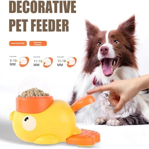 Duck Cat Treat Dispenser, Duck Pet Treat Dispenser, Yellow Ducks Cat Feeder Toy, 2-in-1 Interactive Dog Puzzle Toy & Slow Feeder for Small Medium Dogs and Cats, IQ Training (2PCS-C)