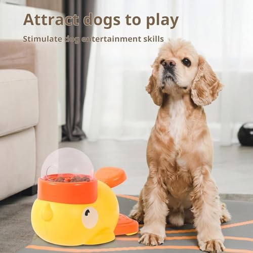 Duck Cat Treat Dispenser, Duck Pet Treat Dispenser, Yellow Ducks Cat Feeder Toy, 2-in-1 Interactive Dog Puzzle Toy & Slow Feeder for Small Medium Dogs and Cats, IQ Training (2PCS-B)