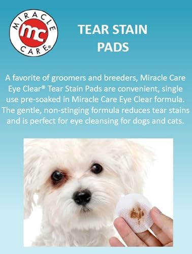 Miracle Care Tear Stain Pads for Dogs and Cats, 90 Pre-Soaked Wipes