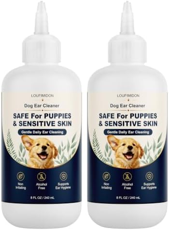 Dog Ear Cleaner, Mild Ear Cleaning Solution for Daily Ear Care, Safe for Puppy & Sensitive Skin 230ml 2bottles