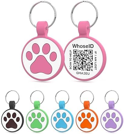 Personalized Dog Tag, Laser Engraving QR Code, Silicone Dog ID Tag, Pet Online Profile, Scan QR Code Send Location, Collar Harness Accessories (Medium to Large Breeds - 1.25", Rose)