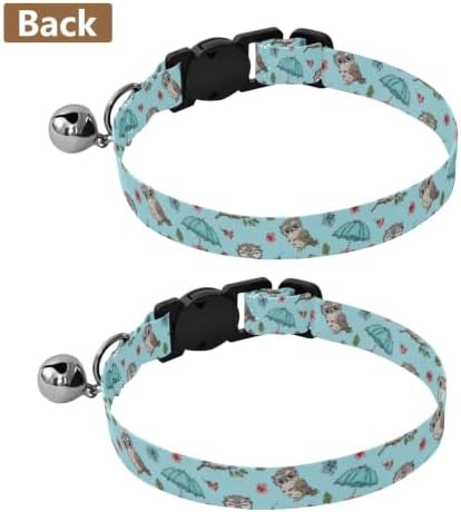 Cute Owls Glasses Dog Bell Collar 2 Pack Pet Collar Adjustable Length 10.6" to 17.1"