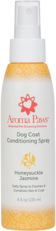 Dog Coat Conditioning Spray - Pet-Friendly Detangler Spray with Natural Essential Oils for Dogs - Daily Dog Spray to Eliminate Odors and Knots - Honeysuckle Jasmine 4.5 oz.