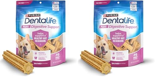 Dentalife Plus Digestive Support Dog Treats for Small and Medium Dogs, Cleans Teeth, Freshens Breath, & Supports Healthy Gut, Chicken & Pumpkin Flavor, 14.4 oz., 19 Chews - 19 ct. Pouch, (Pack of 2)
