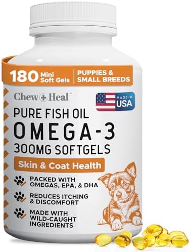 Wild Caught Fish Oil for Dogs, 300mg - 180 Omega 3 Softgel Capsules