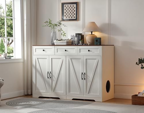 Forest Gravity Double Large Litter Box Cabinet for Self-Cleaning Litter Box