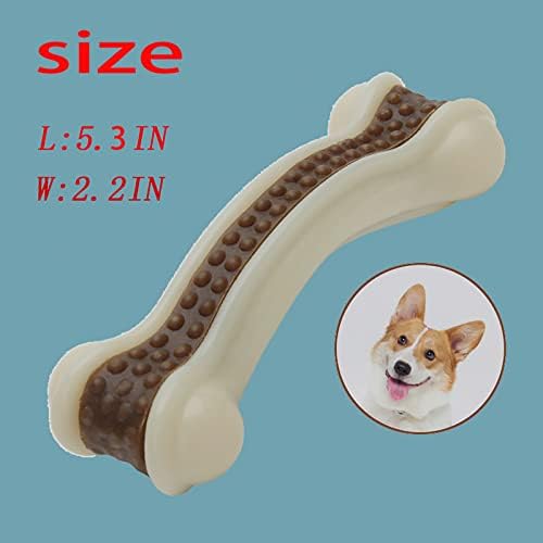 Dog Bones Chew Toys for Aggressive Chewers, 3 Pack Real Beef Flavor,Indestructible Dog Teething Chew Toys for Large/Medium/Small Puppies Breed,Tough Pet Toy with Nylon