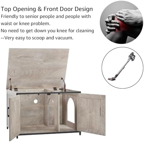 unipaws Top Opening Cat Litter Box Enclosure Furniture, Flip Top Design