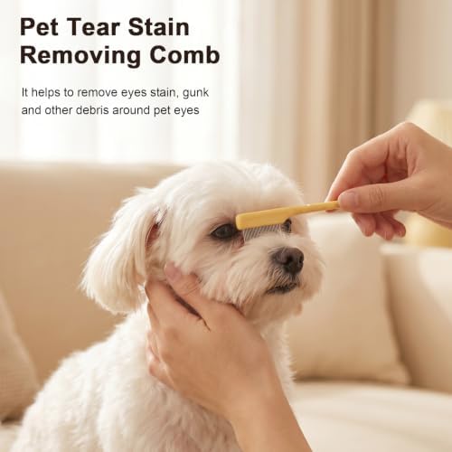 Dog Tear Stain Remover Dog Eye Comb with Round Tip Mini Scissor