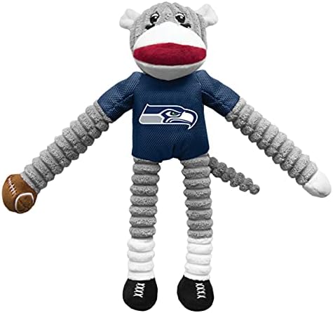 Littlearth NFL Seattle Seahawks Sock Monkey Pet Toy, Team Color, One Size