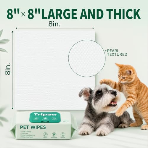100 Count Pet Wipes, Plant-Based Hypoallergenic Pet Cleaning Wipes