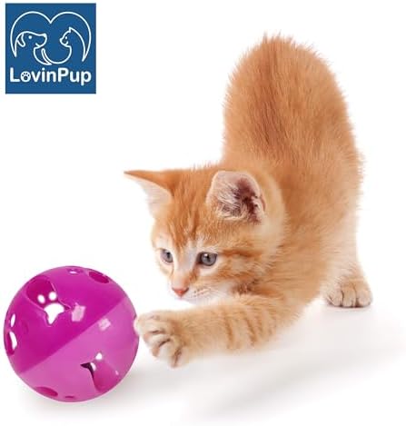 Large Cat Ball Toy with Bell – Pink (4", 1 Pack)