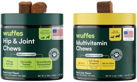 Wuffes Hip and Joint Supplement for and 23-in-1 Multivitamin Bundle for Dogs (Small & Medium Breed)