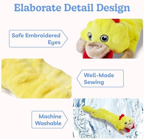 SHARLOVY Dog Squeaky Toys Pack, Bubble Plush Puppy Teething Pet Toys, Crinkle No Stuffing Animals Dog Toy, Doggies Chew for Large Small Medium Breeds