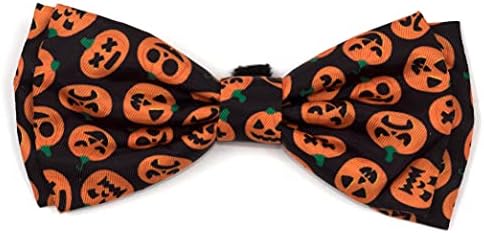 THE WORTHY DOG Halloween Patterns Pet Bow Ties for Dogs & Cats, Pumpkin
