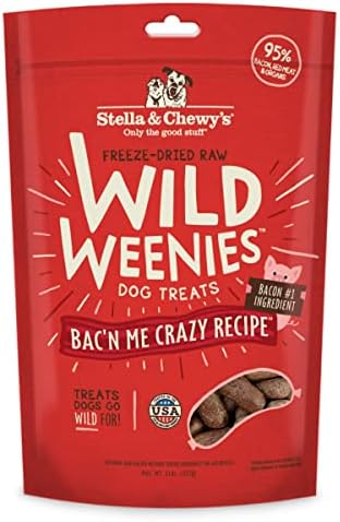 Stella & Chewy's Freeze-Dried Raw Wild Weenies Dog Treats - High-Protein Training Treats for Dogs & Puppies - All-Natural Bacon Recipe with 95% Meat & Organs - USA Made - 11 oz Bag