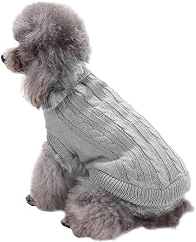 CHBORCHICEN Small Dog Sweaters Knitted Pet Cat Warm Dog Sweatshirt Winter Clothes Kitten Puppy Sweater (XX-Small, Grey)