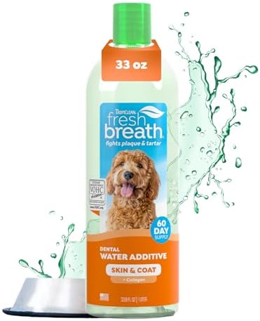 TropiClean Fresh Breath Water Additive for Skin Health Support, 33.8oz