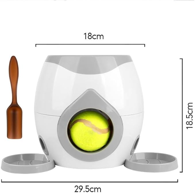 Dog Tennis Ball Launcher with Treat Dispenser, Interactive Puzzle Toy for Dogs, 2-in-1 Fetch Training Machine, Slow Feeder Reward Toy for Medium Large Dogs Indoor Outdoor(B)