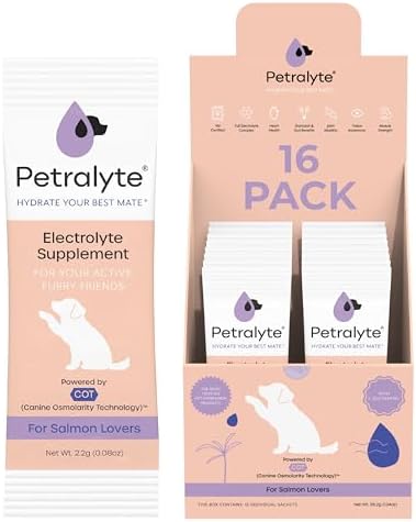 Dog Electrolytes and Joint Supplement | Glucosamine, Chondroitin & MSM for Inflammation and Mobility Support | Electrolytes for Dogs with Prebiotics | Salmon Lovers | 16 Packets