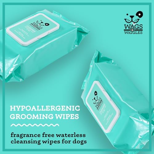 Wags & Wiggles Hypoallergenic Dog Wipes, Fragrance-Free, 100 Count, 12-Pack