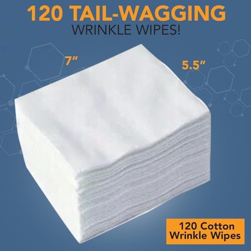 NOVEHA 5”x7” Large Dog Wipes | Wipes for Bulldog, French Bulldog, Pug, English Bulldog | Deodorizing, for Multiple Areas Removes Dirt, Wrinkles, Folds, Tear Stain, Tail Pocket & Paws (3PK-120 Counts)