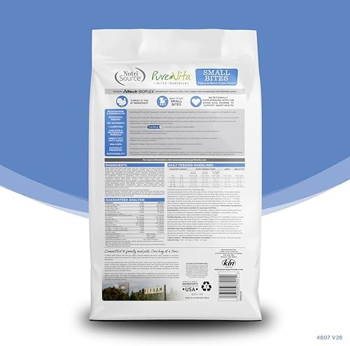 NutriSource Pure Vita Grain Free Turkey & Sweet Potato Small Bites Dog Food, 4LB