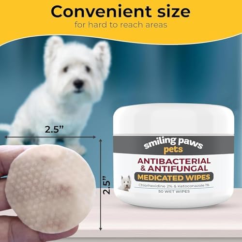 Smiling Paws Medicated Grooming Wipes for Dogs & Cats, 1pk, 50 Wipes