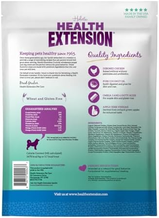 Health Extension Heart-Shaped Crunchy Biscuits, 12oz (340g) – Chicken Flavor, GMO-Free Dog Training Treats for Small Breeds, Added Vitamins & Minerals