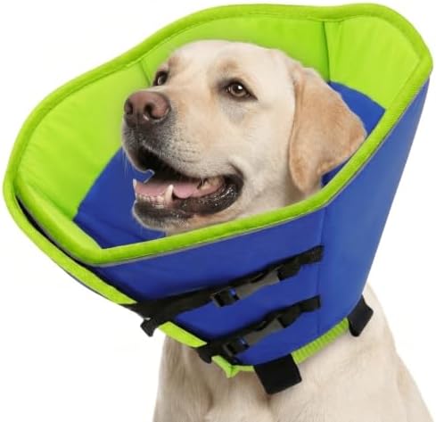 KOEOSN Soft Dog Cone for Large Dogs After Surgery to Prevent Licking Blue L