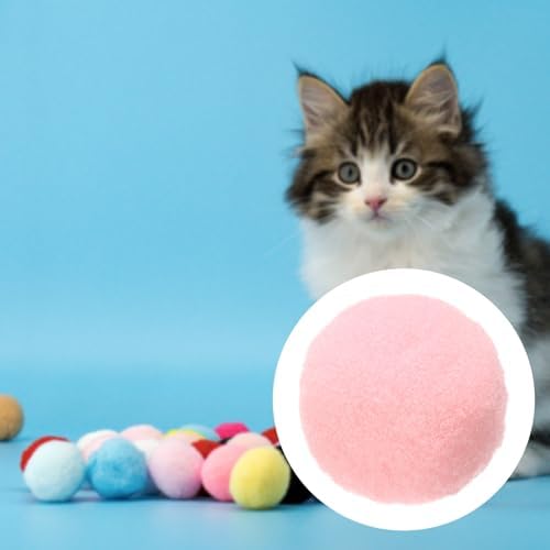 Cat Toy Pom Ball, Interactive Cat Ball Toys Fuzzy Pompoms (Plush, 1.2Inch, 30Pcs, Rose Pink) for Kittens Pet Enrichment Training Play Indoor
