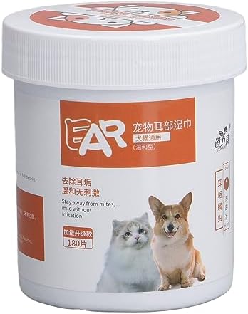 Dog Ear Cleaner Wipes Pet Ear Cleaner Wipes Cat Non Woven Plant Extracts Removes Wax Odor Cleanses Ears with Moisturizing Hydrating Formula for Dogs