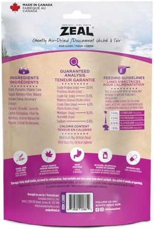 ZEAL Natural Duck Jerky Tenders for Dogs, 100% Real Canadian Duck, Limited Ingredient Novel Protein, Grain Free, Soft Chewy Treats, Air-Dried, Made in Canada, 20oz