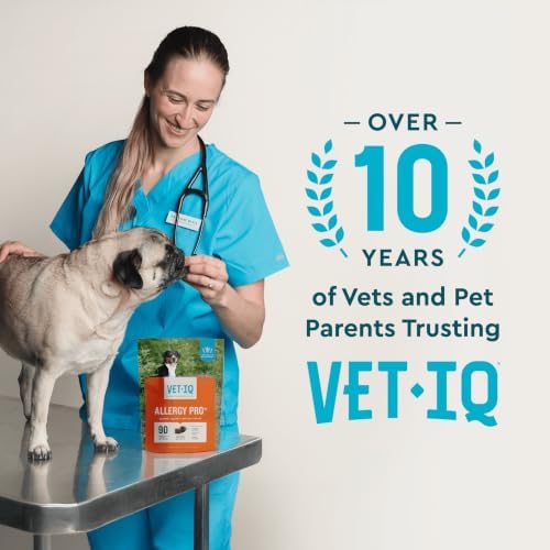 VetIQ Allergy Pro+ Soft Chews for Dogs, Dog Allergy Chews, Seasonal Support, Colostrum, Astragalus Root, Sporevia, Hickory Smoke Flavor, 60 Count