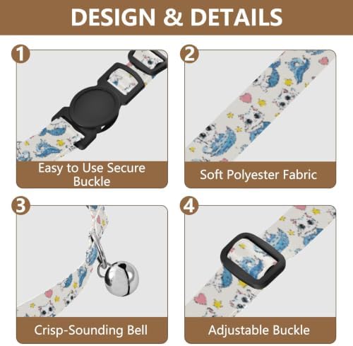 Cute White Cats Eyes Kitten Collars 2 Pack for Puppies Adjustable 10.6 to 17.1 Inches