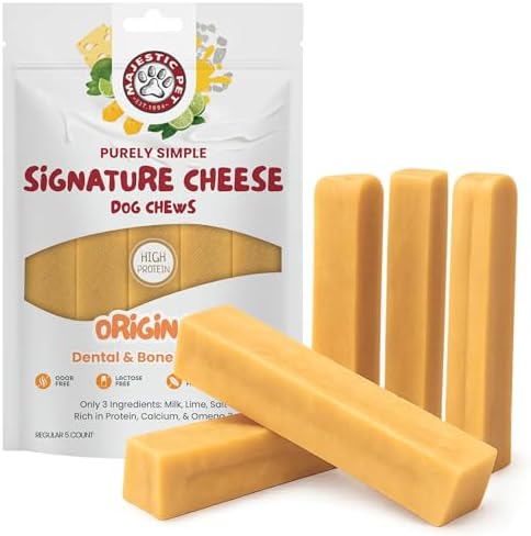 Majestic Pet Himalayan All-Natural Cheese Dog Chews - Long Lasting Dental Chew for Dogs - Healthy Pet Treats with Beneficial Ingredients (Dental & Bone Support, Regular, 5 Pack)