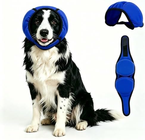 Dog Ear Muffs Noise Protection Dog Calming Hoodie Anxiety Relieve Dog Ear Muffs & No Shake Ear Wrap Quiet Head Cover Sleeves Ear Covers for Bath, Thunderstorms, Firework, Grooming