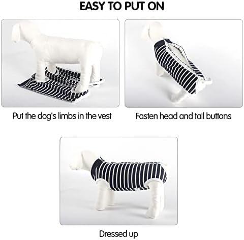 Dog Recovery Suit Abdominal Wound Puppy Surgical Clothes Post-Operative Vest Pet After Surgery Wear Substitute E-Collar & Cone(XL, Blue Stripe)