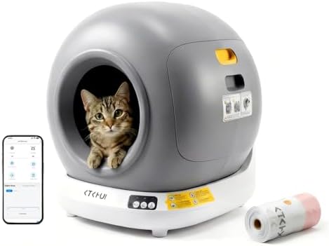 Self-Cleaning Automatic Cat Litter Box, Compact Footprint for Small Spaces & Apartments, Dual Safety Sensors, Jam Auto-Stop, App Control, Child Lock, Best for 1 Cat