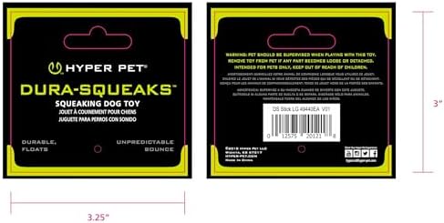 Hyper Pet Dura-Squeaks Stick Dog Toy, Large, Green