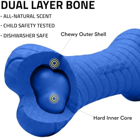 Playology Dual Layer Bone Dog Chew Toy - Medium, Hot Dog Scent