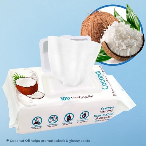 Best Pet Supplies Cleaning Dog Wipes - Moisturizing Coconut 100 Count