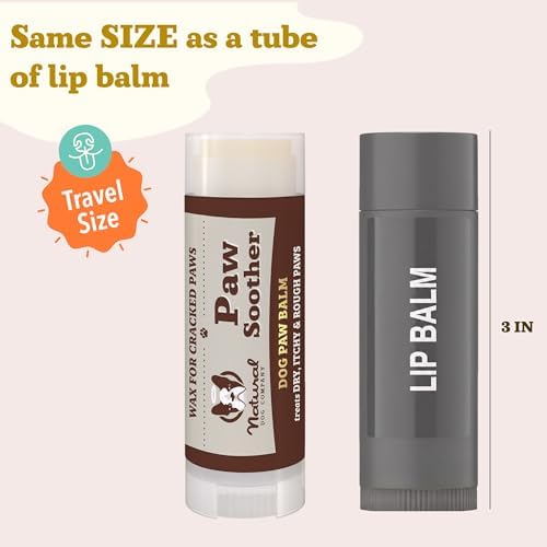 Natural Dog Company Paw Soother Dog Paw Balm – Moisturizes Dry Cracked Paws After Walks, Hot Pavement, Beach Sand, Hiking & Outdoor Play with Coconut Oil & Calendula, Daily Paw Care, 0.15 oz Stick